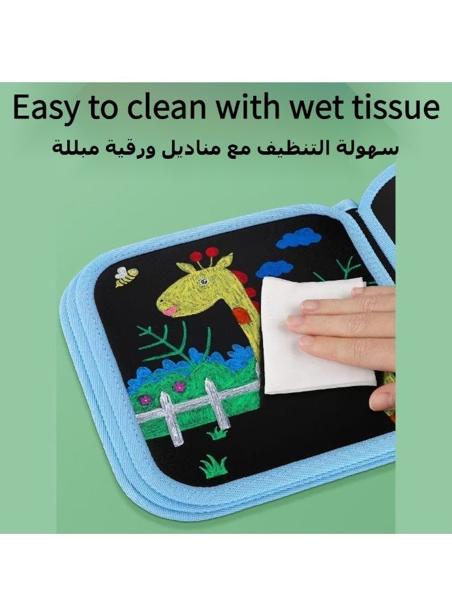 Betaoby 6 Pages Portable Erasable Drawing Pad Reusable Sketchpad Painting Book with 3 Colored Erasable Pens for Kids Toddlers Green - Image 3